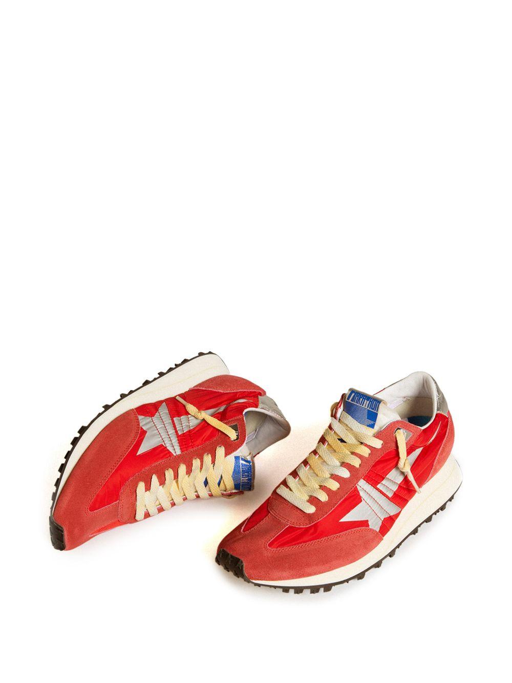 GOLDEN GOOSE Marathon Sneakers With Red Nylon Upper And Silver Star Shoes Product Image