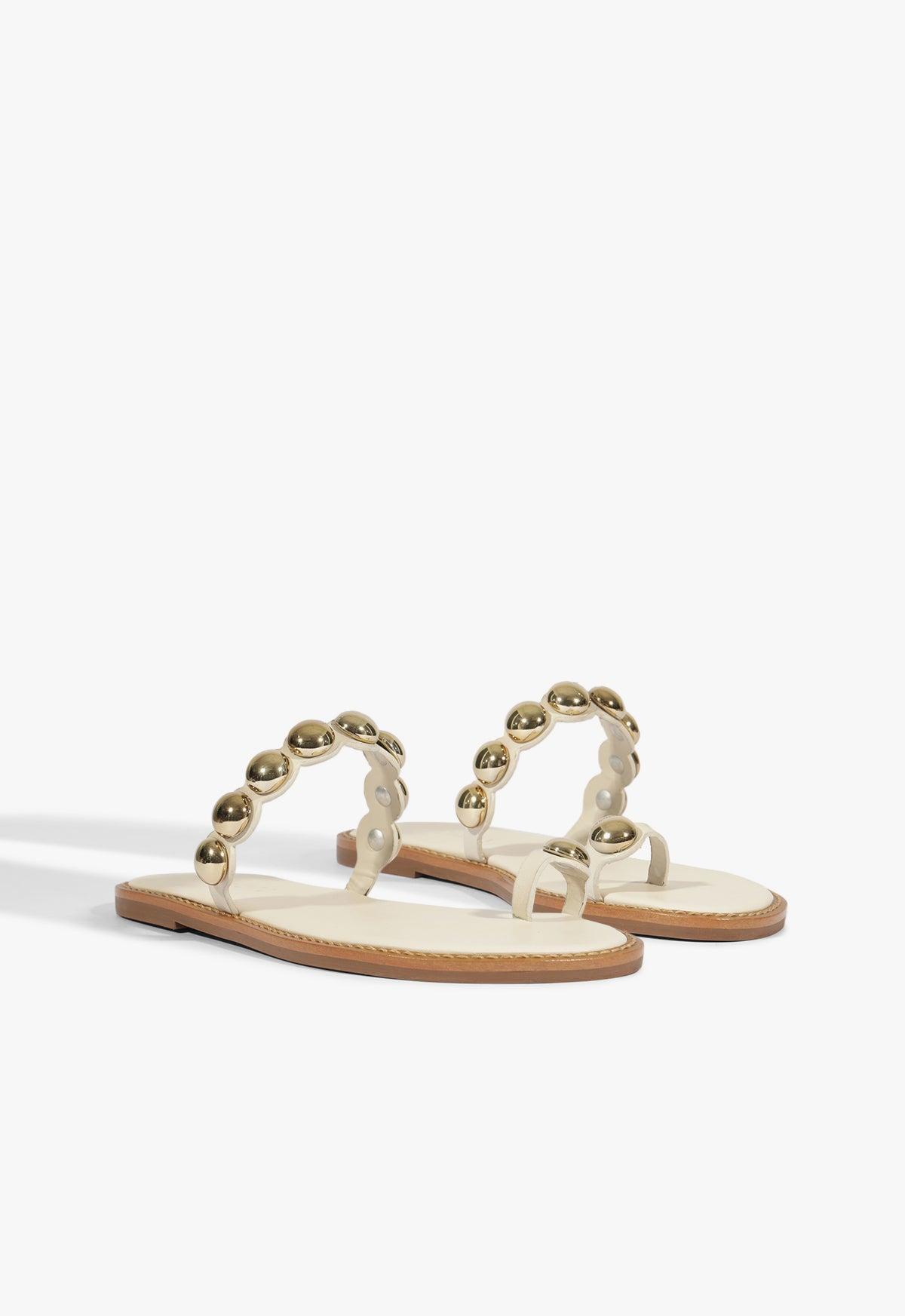 Romy White Leather Flat Sandal Product Image