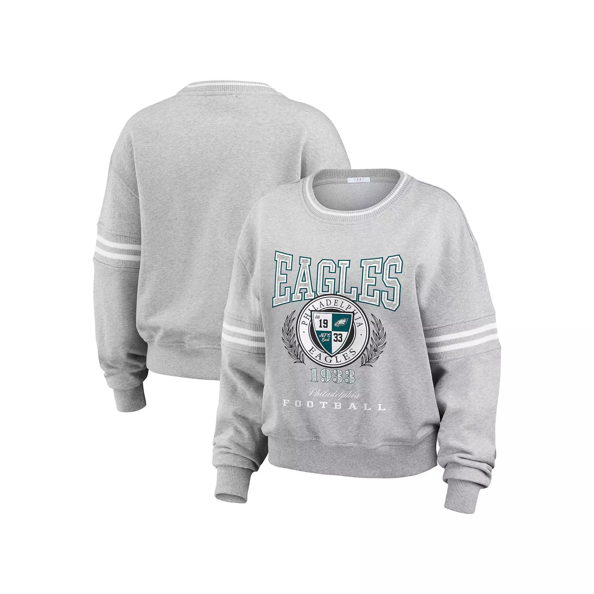 Women's WEAR by Erin Andrews Heather Gray Philadelphia Eagles Pullover Sweatshirt,  Product Image