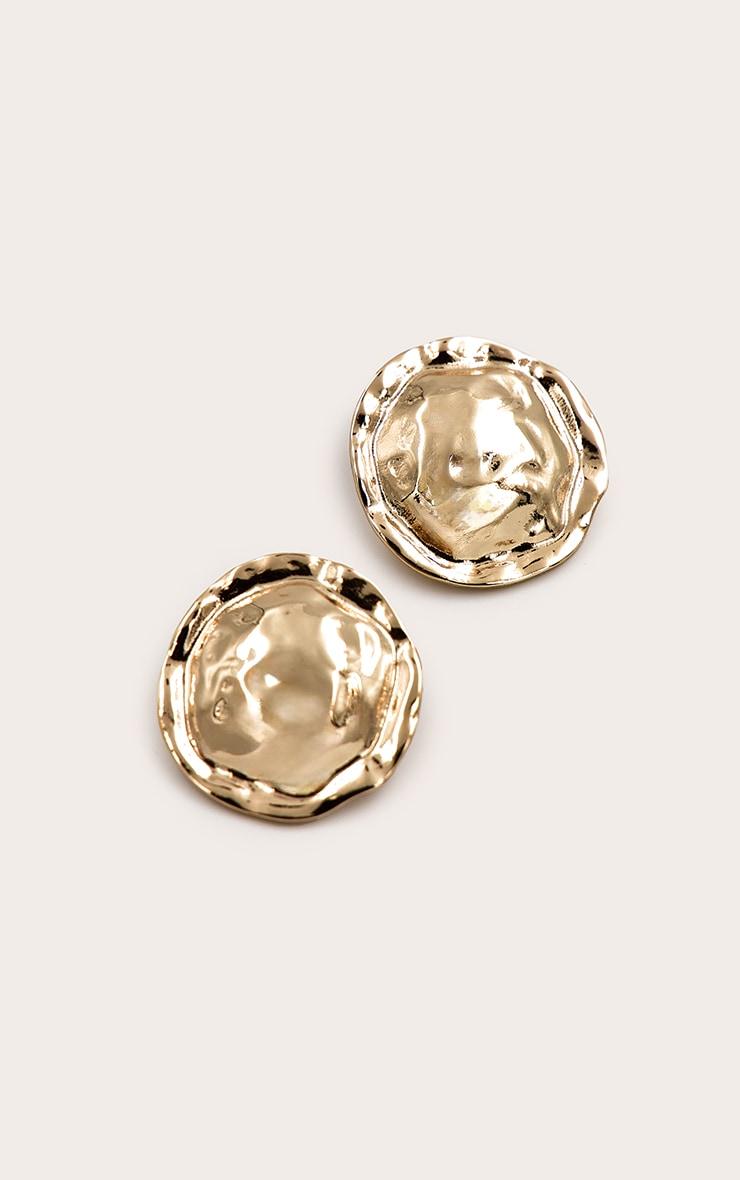 Gold Hammered Circular Earrings Product Image