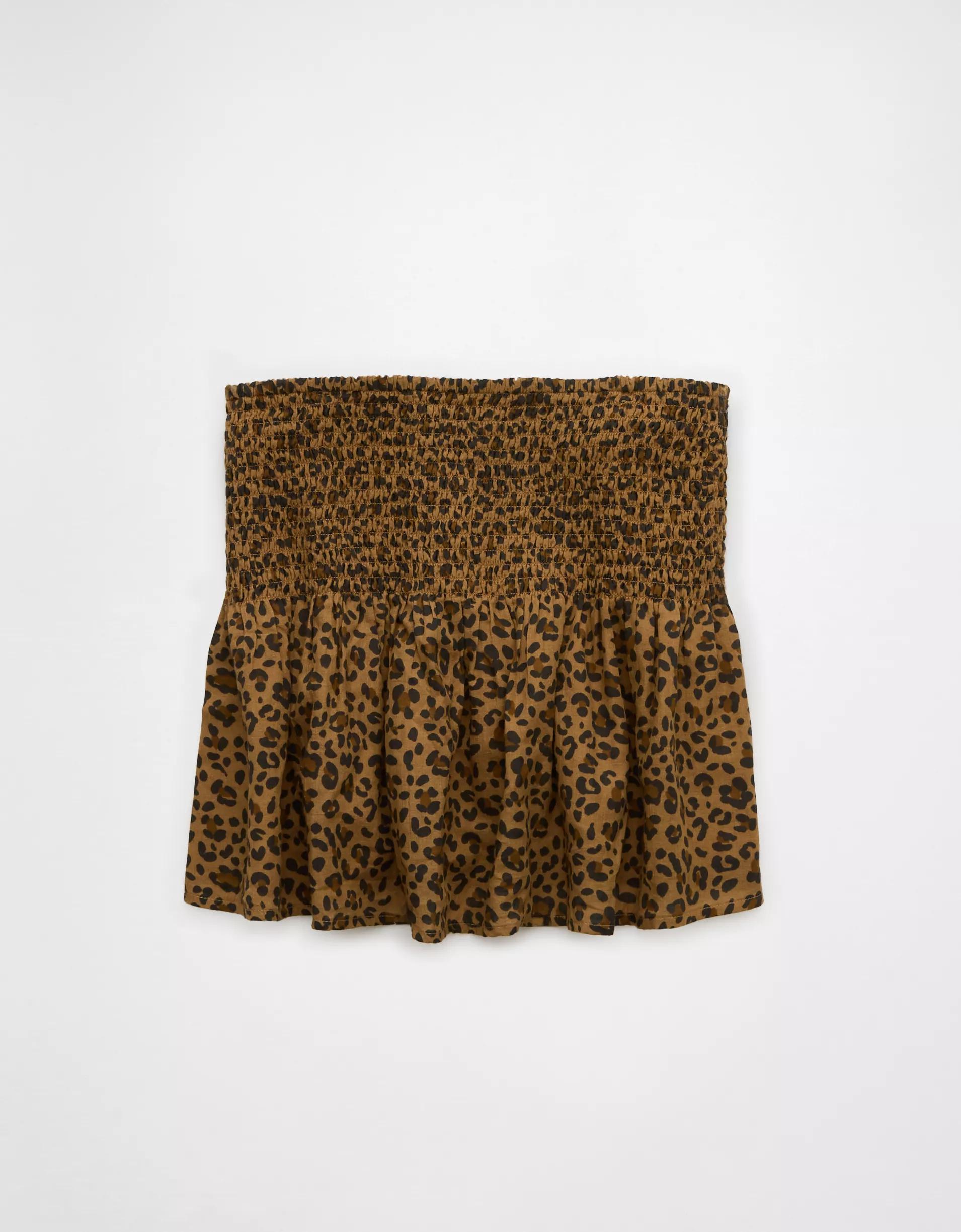 AE Smocked Babydoll Leopard Cami Tank Top Product Image
