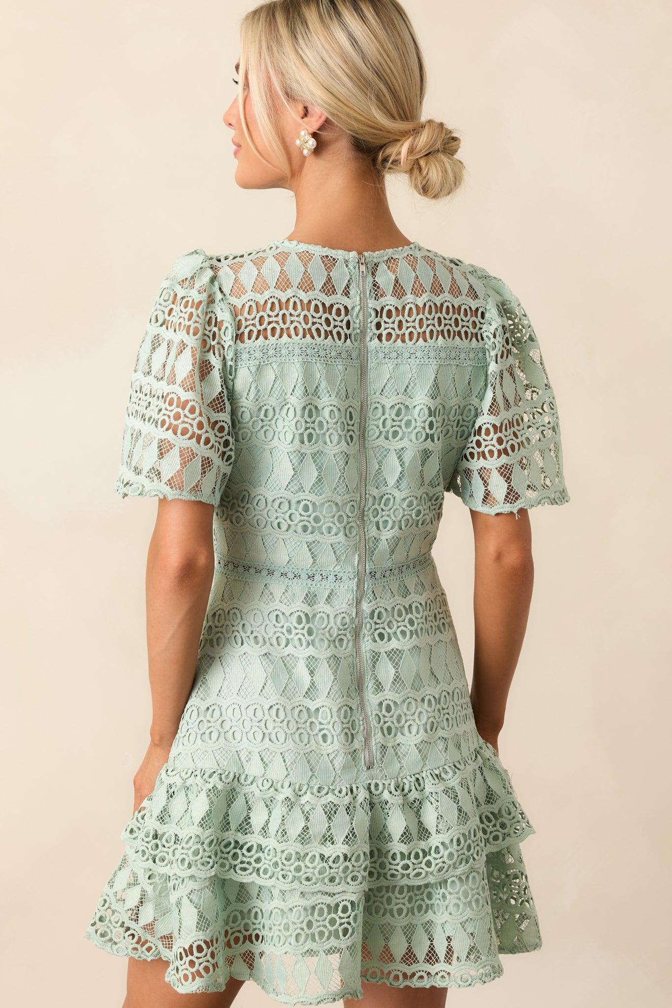 Perfect Ending Mint Green Embroidered Eyelet Mini Dress Product Image