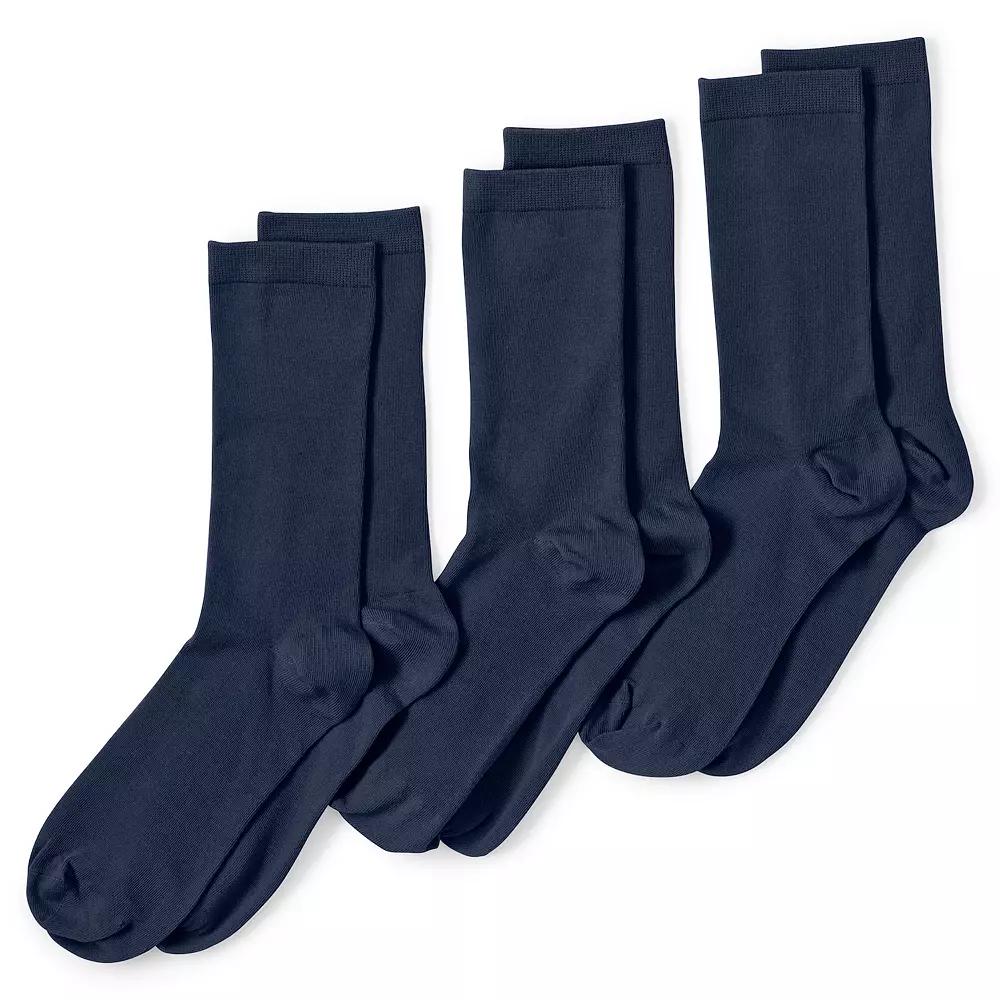 Women's Lands' End Seamless Toe Solid Crew Socks 3-Pack,  Product Image