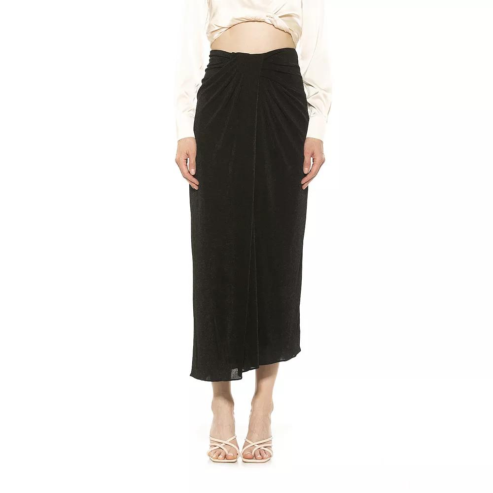 Women's ALEXIA ADMOR Jeanette Front Draped Slinky Midi Skirt, Size: XL, Blush Product Image