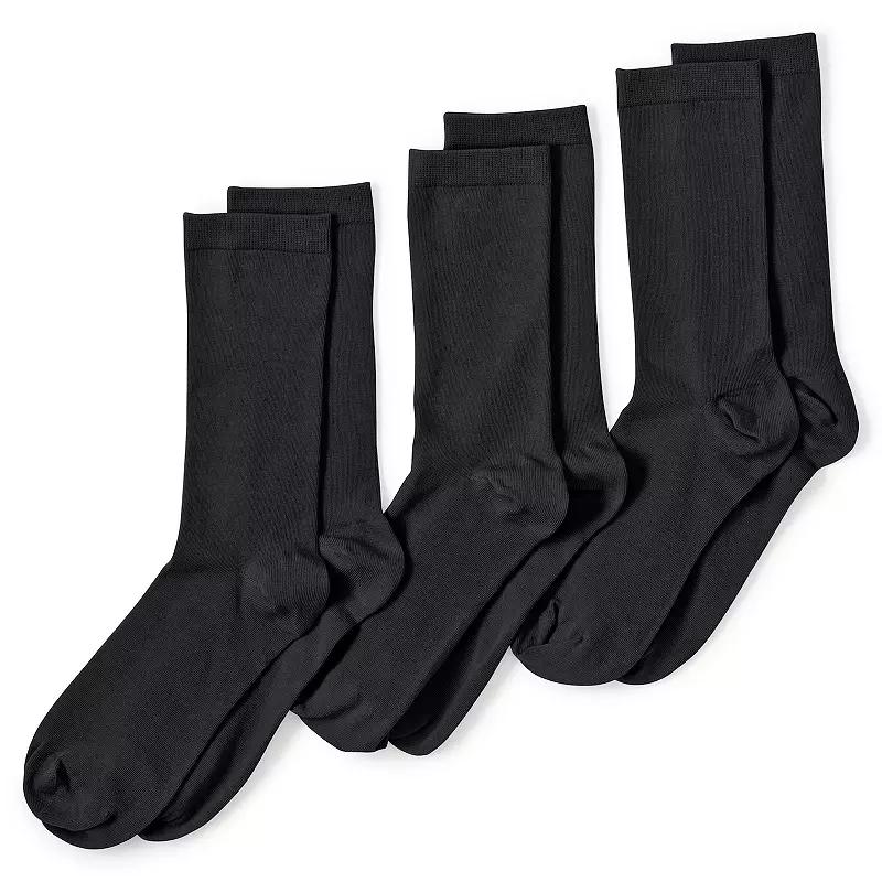 Women's Lands' End Seamless Toe Solid Crew Socks 3-Pack,  Product Image