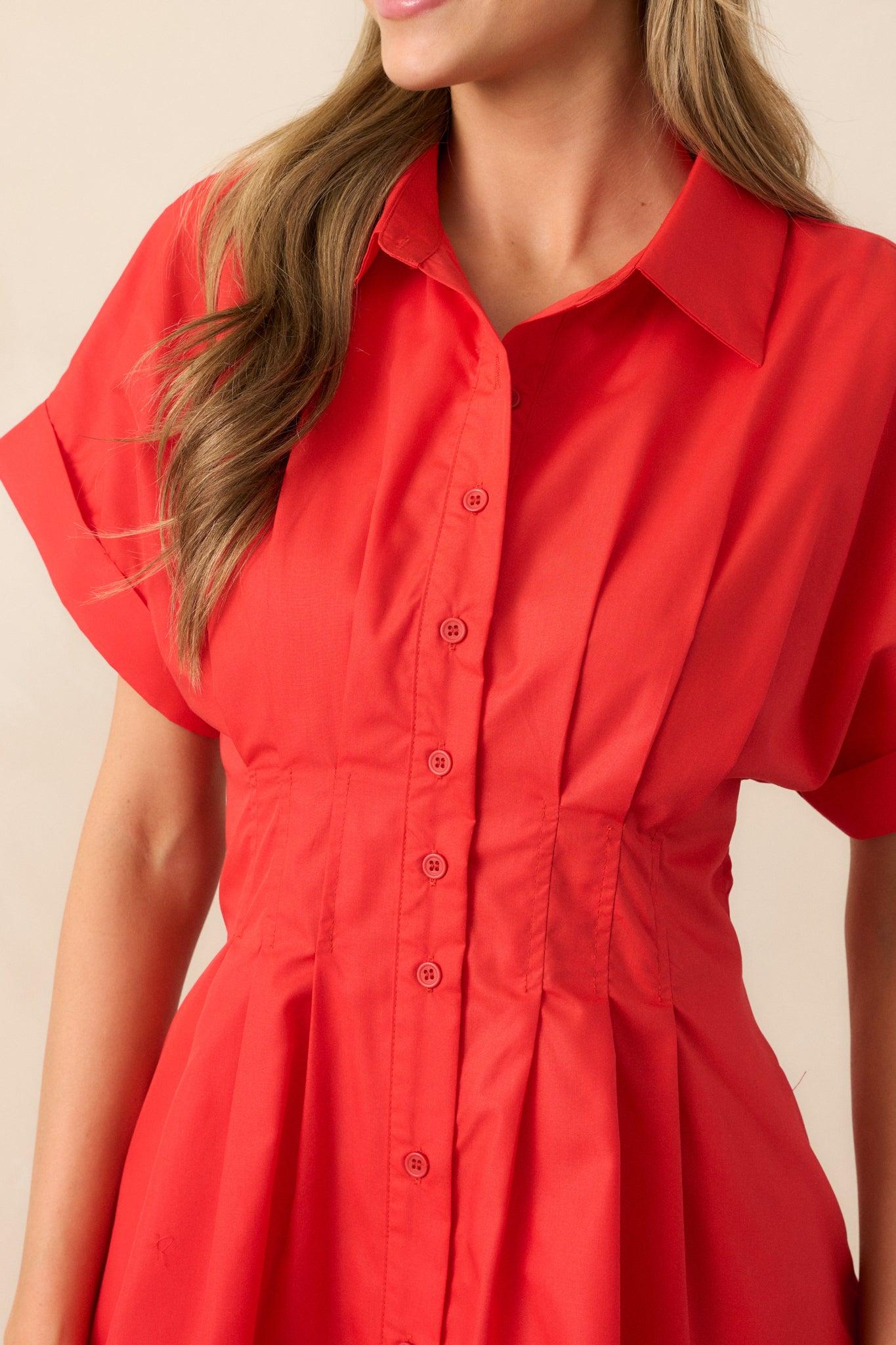 Drive-In Movie Red Mini Shirt Dress Product Image