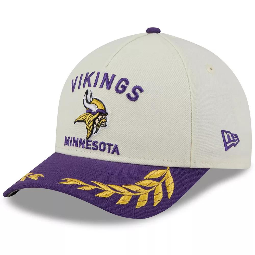 Men's New Era Cream/Purple Minnesota Vikings 2025 NFL Draft 9FORTY A-Frame M-Crown Adjustable Hat, Beige Product Image