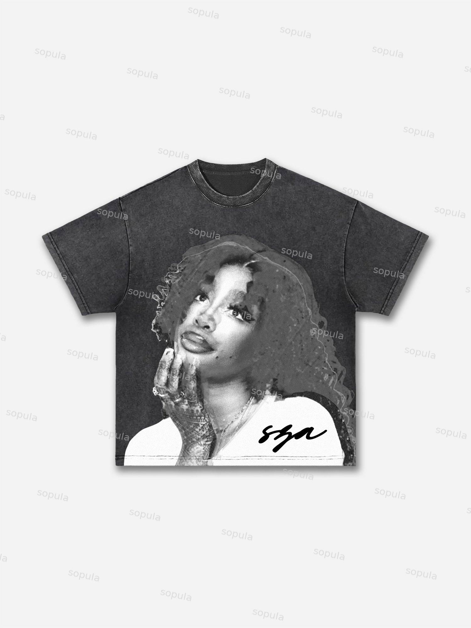 Sopula Vintage Sza Graphic Washed T-Shirt Product Image