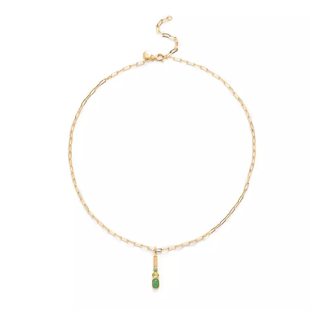 Power of Color 14k Gold Plated Aventurine & Cubic Zirconia Necklace, Womens Green Product Image