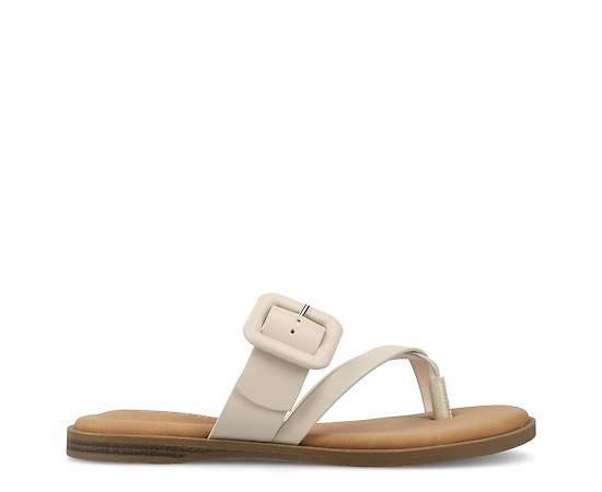 Journee Layra Women's Slip-On Toe Post Flat Sandals,  Product Image