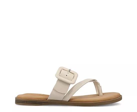 Journee Layra Women's Slip-On Toe Post Flat Sandals,  Product Image