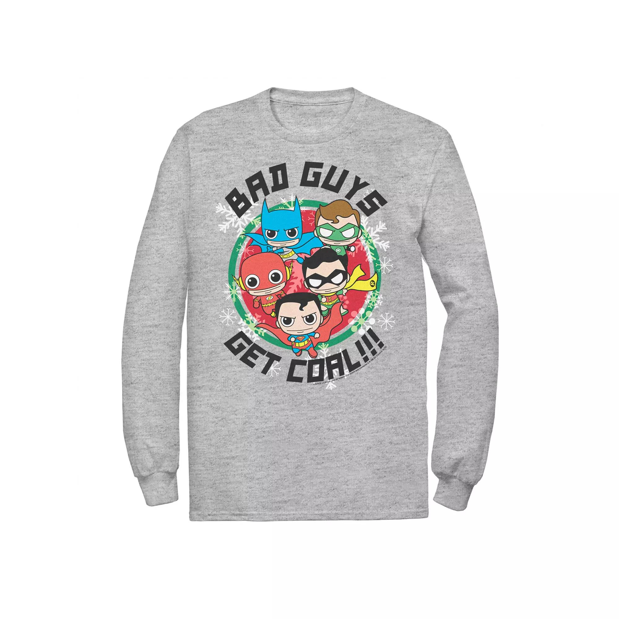 Men's DC Comics Justice League Bad Guys Get Coal Christmas Tee,  Product Image