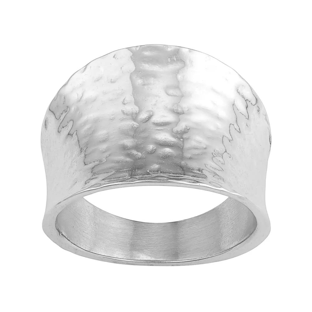 Sterling Silver Hammered Cigar Band Ring, Women's, Size: 7, Grey Product Image