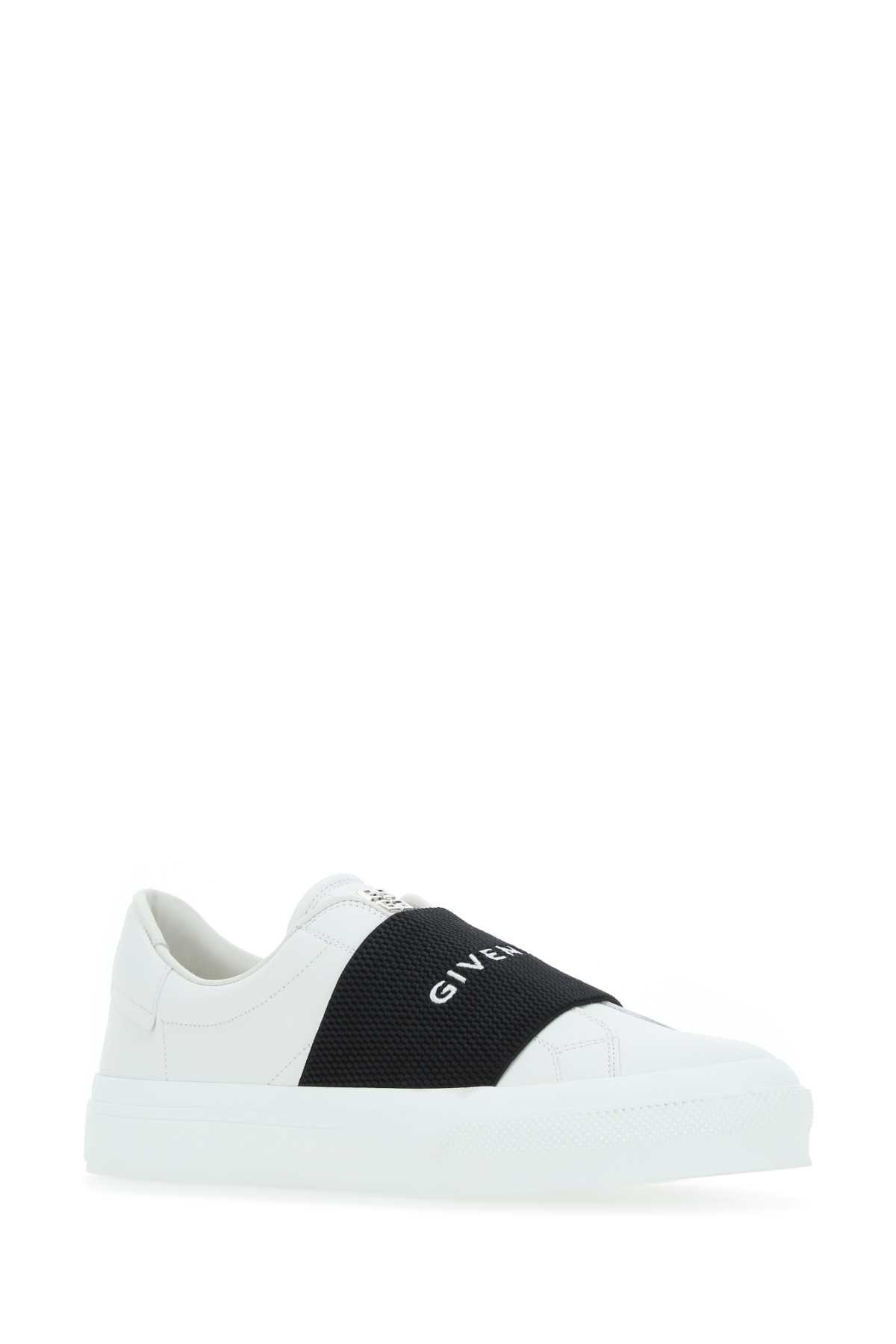 GIVENCHY Logo-embroidered Slip-on Leather Sneakers In White Black Product Image
