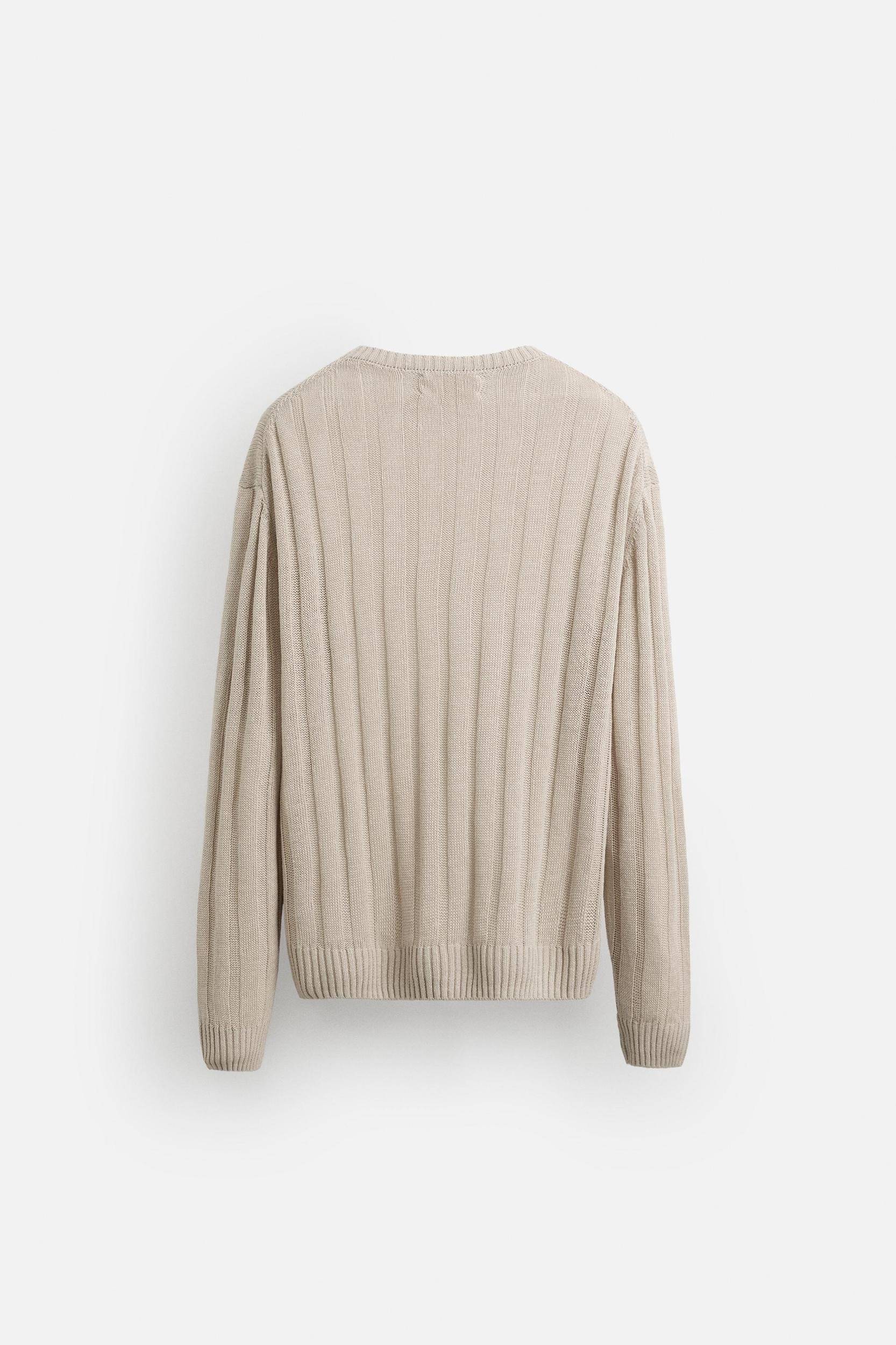 100% LINEN RIBBED SWEATER Product Image