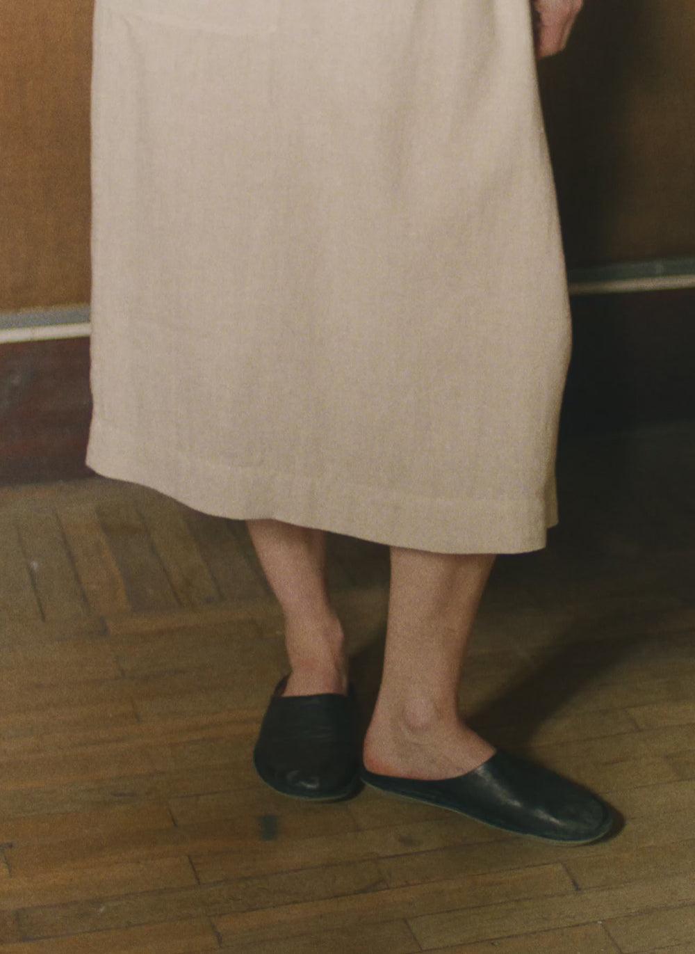 Garment Dyed Linen Wrap Skirt | Sand Product Image