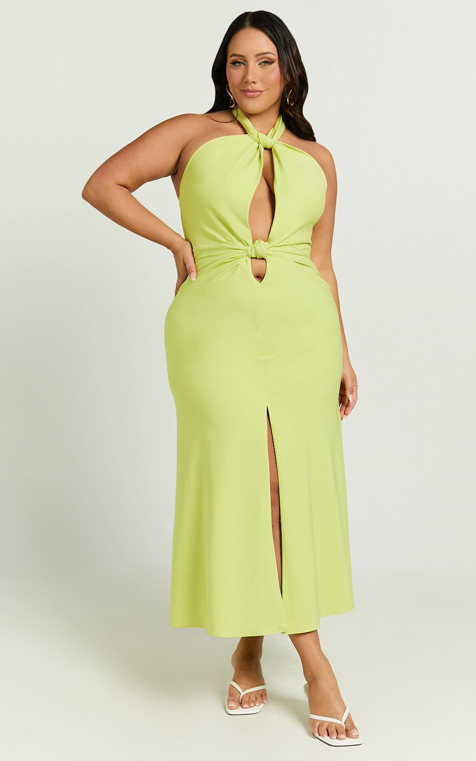 Amalie The Label - Levine Halter Front Cut Out Midi Dress in Citrus Product Image