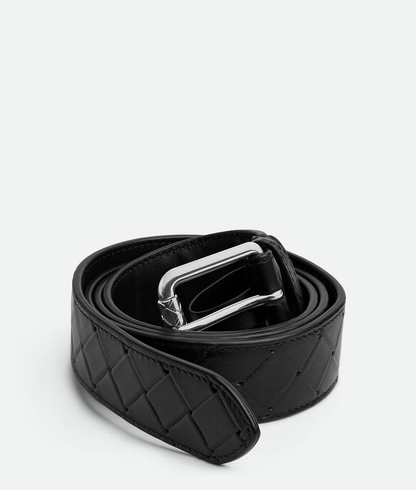 Men's Intrecciato Stamp Belt in Black Product Image