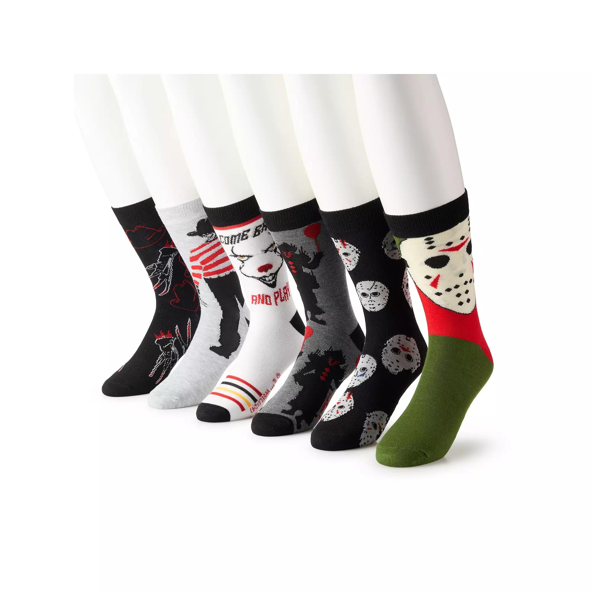 Men's Licensed Character 6-pack Variety Socks, Size: 10-13, Horror Product Image