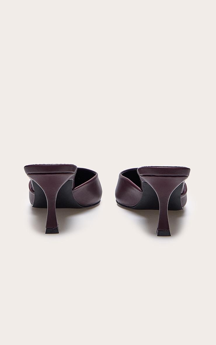Burgundy PU Point Toe Mid Heeled Mules Product Image