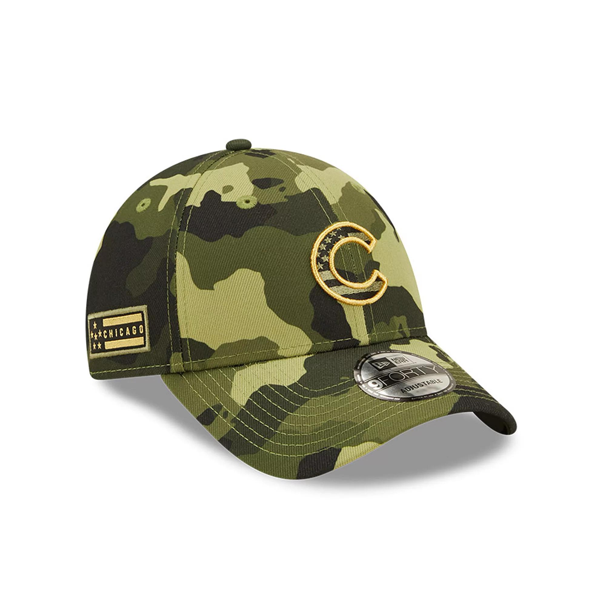Men's New Era Camo Chicago Cubs 2022 Armed Forces Day 9FORTY Snapback Adjustable Hat, Green Product Image