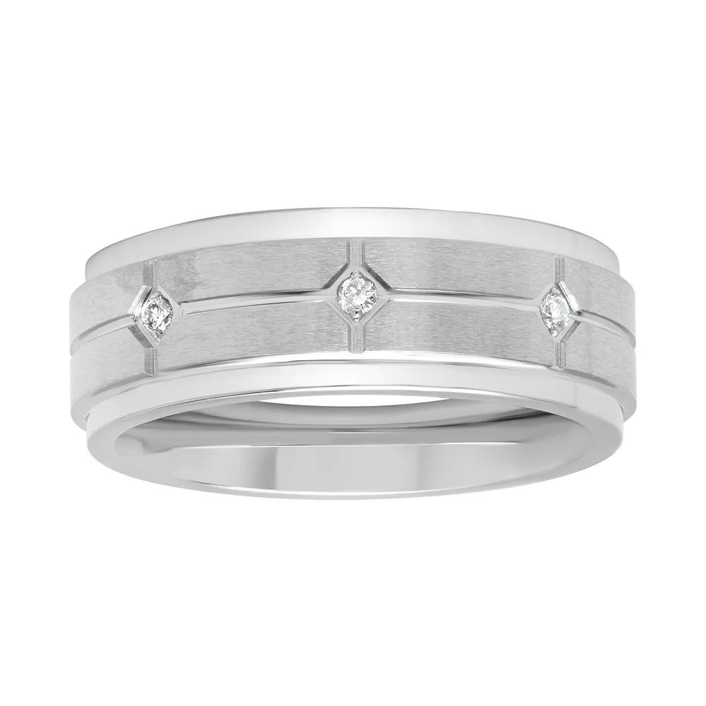 Men's Diamond Accent Cobalt Grooved Band, Size: 11.50, Silvertone Product Image