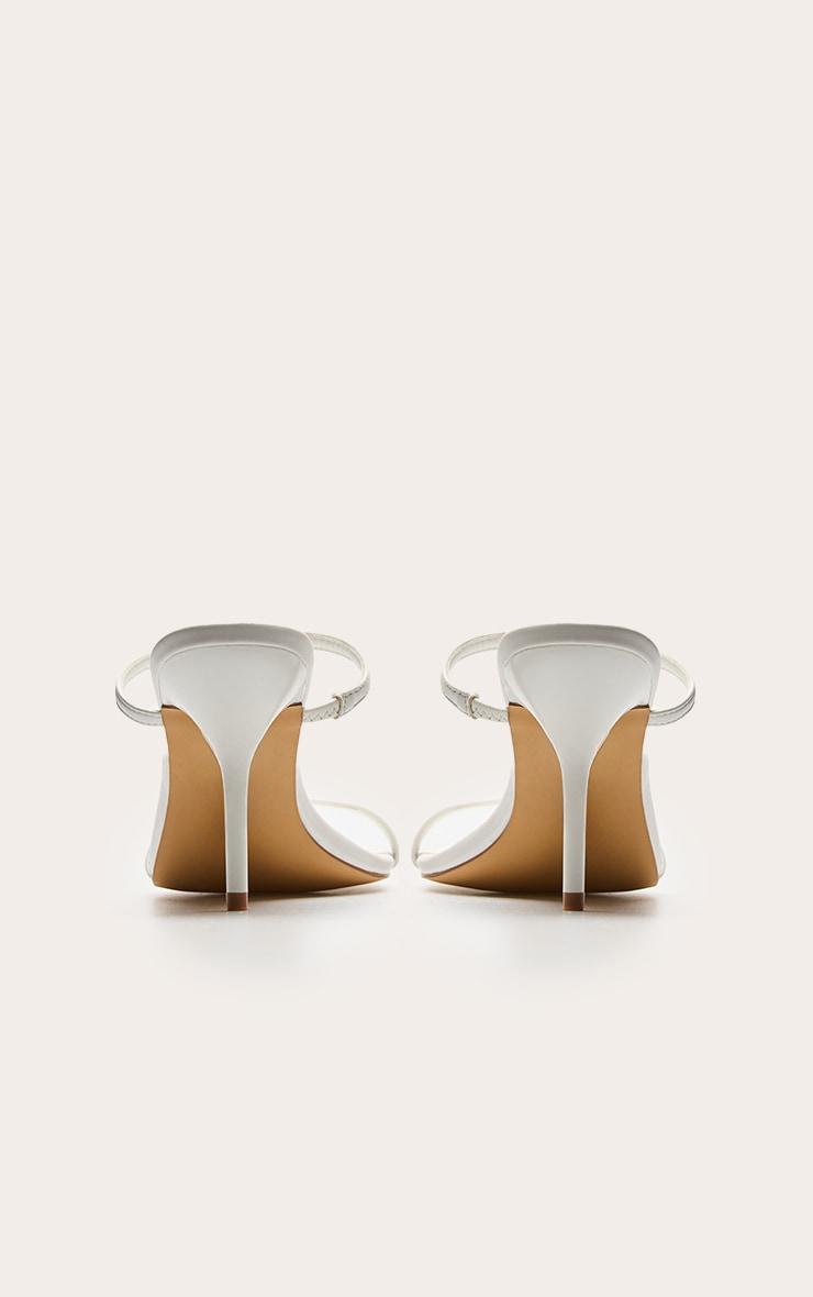 White Wide Fit Pu Round Toe Strappy Stiletto Heeled Mules Product Image