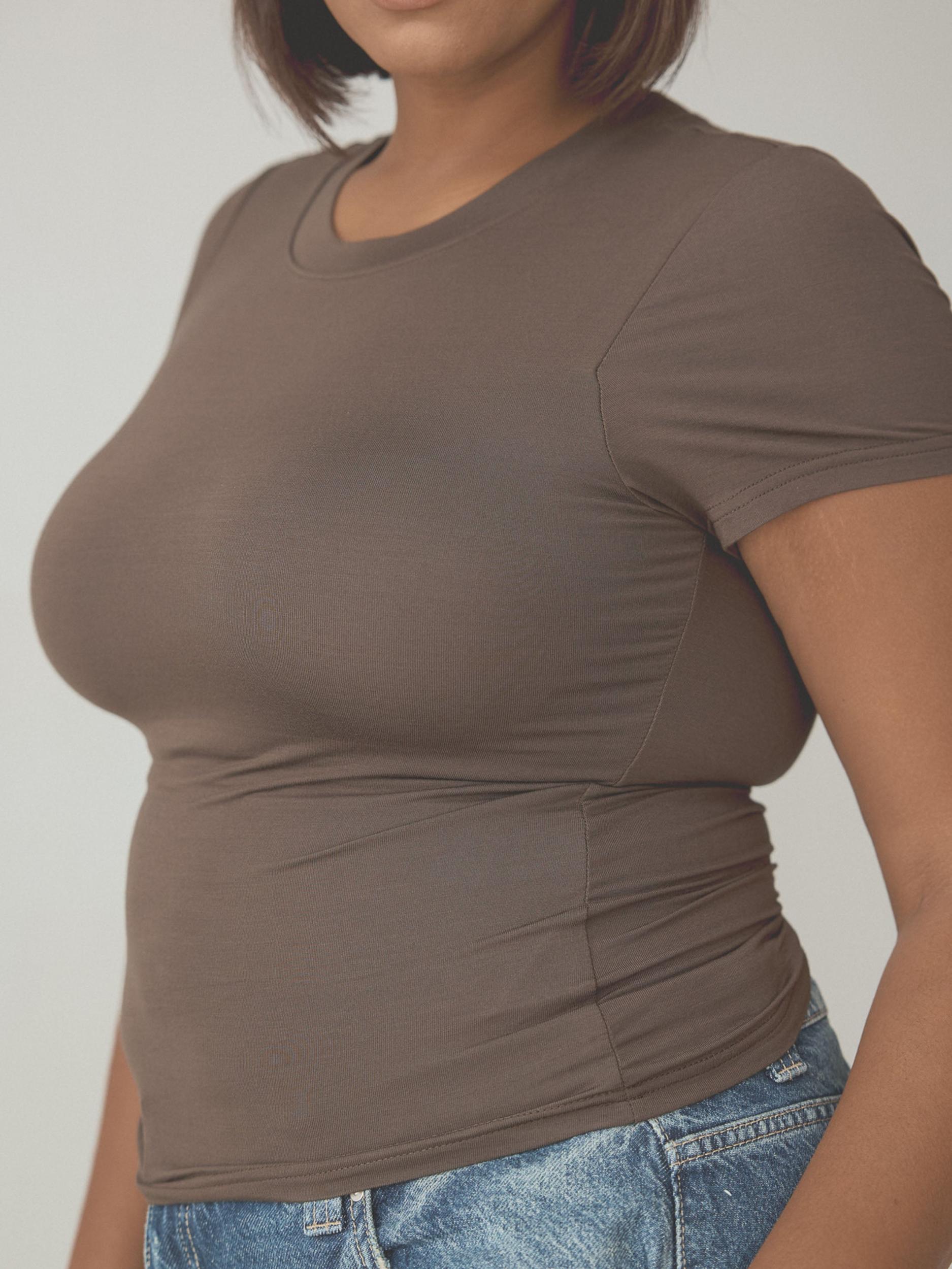 Solid Crew Neck Braless T-Shirt Product Image