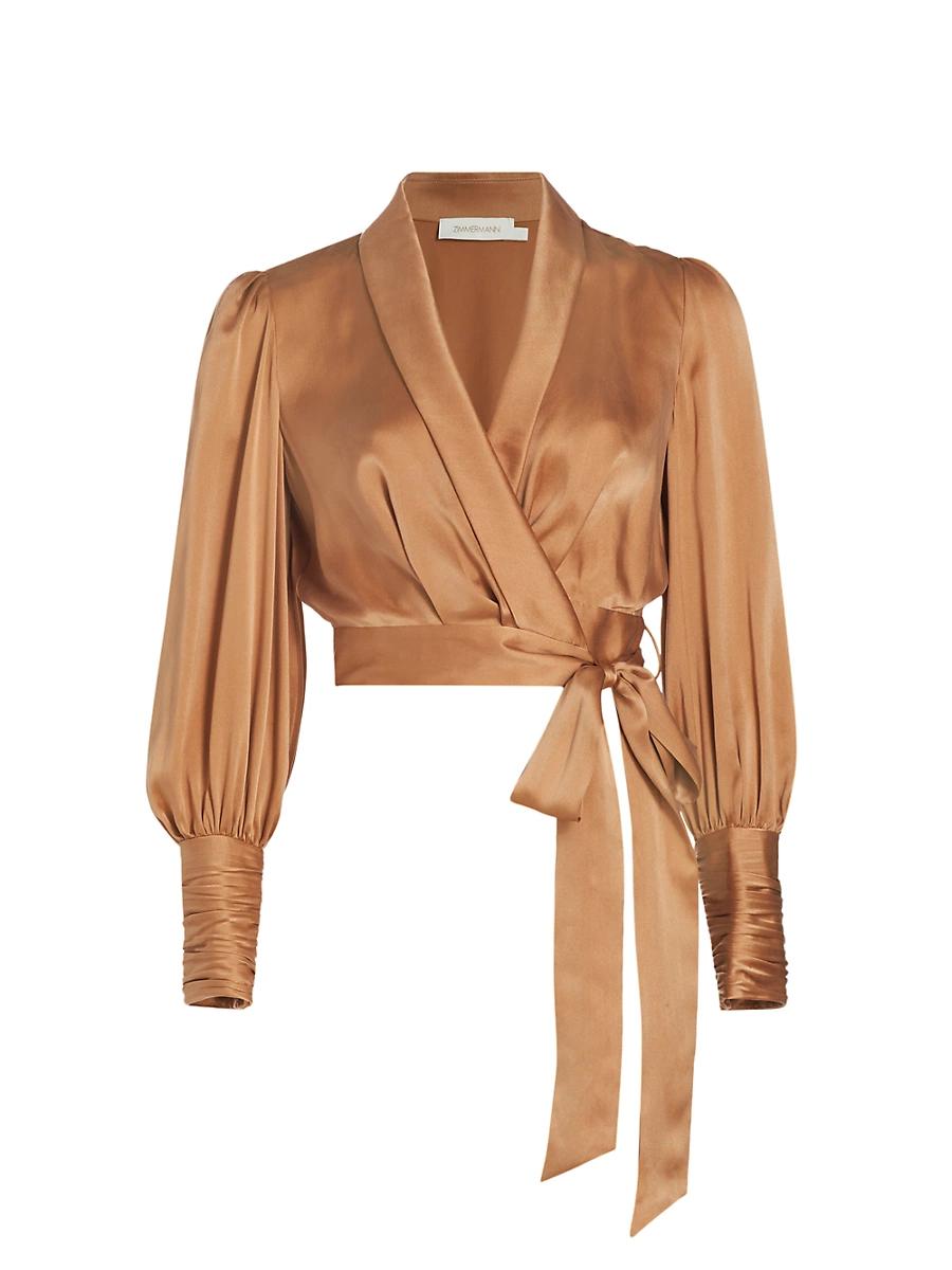 Womens Silk Crop Wrap Top Product Image