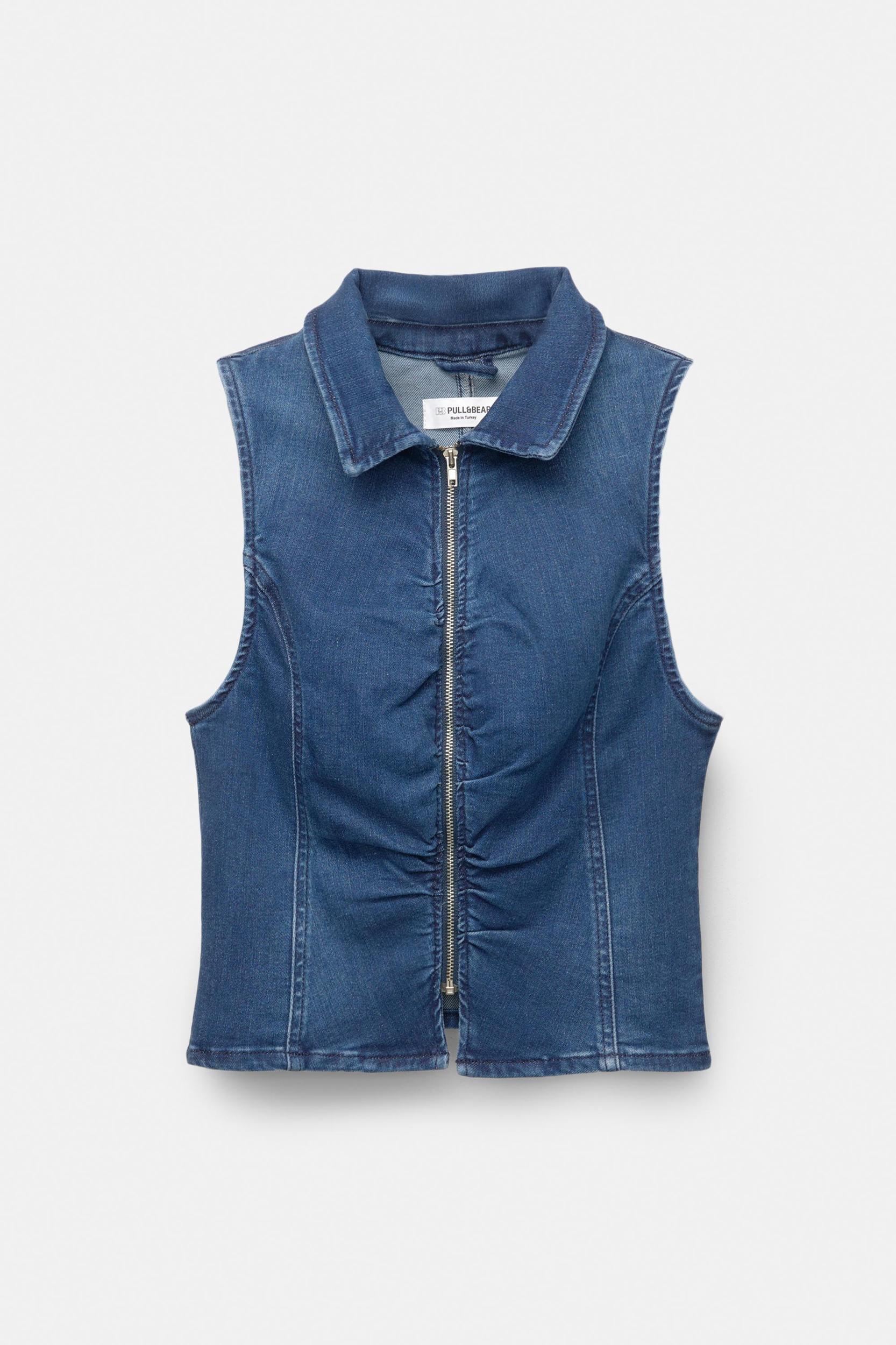 Zip-up denim top Product Image