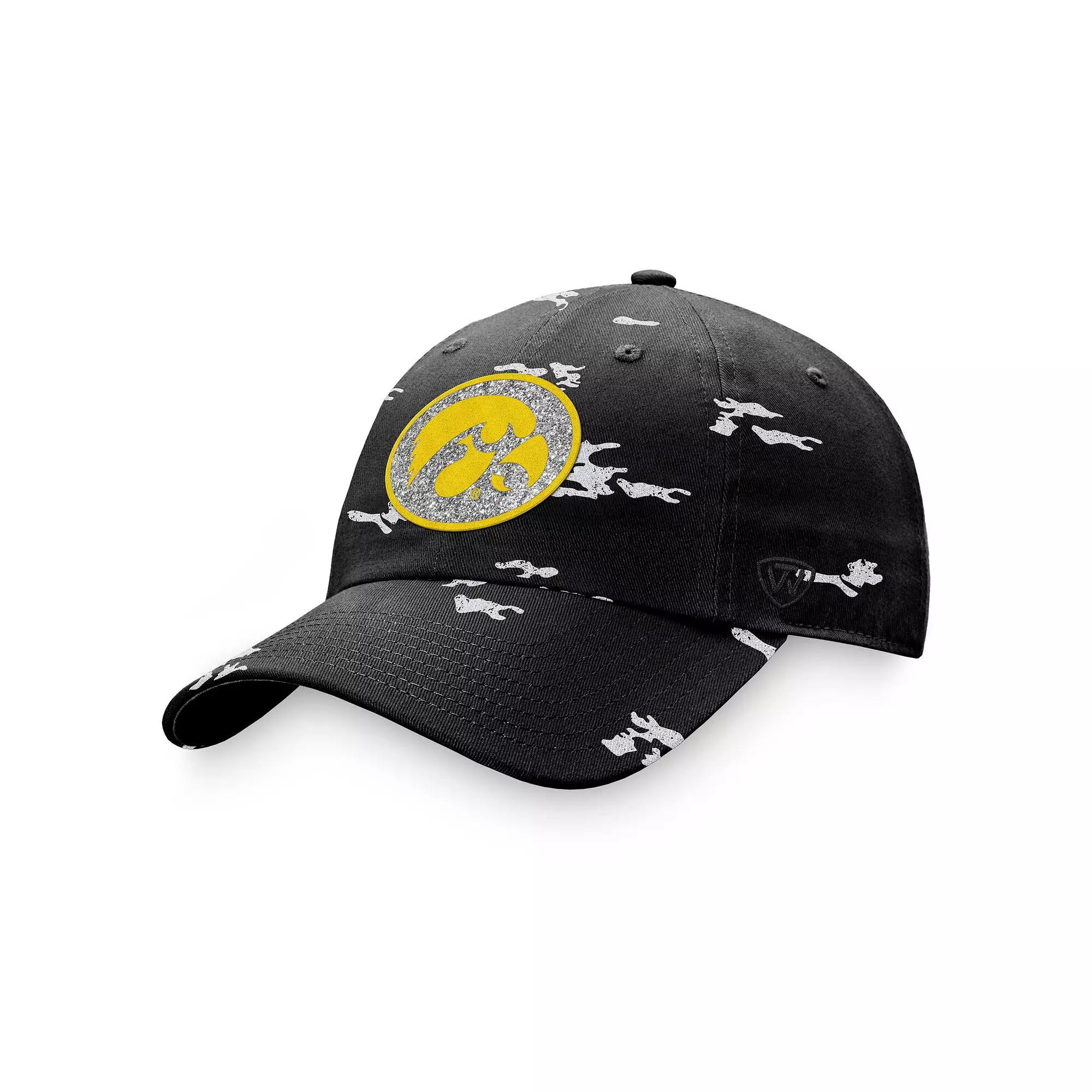 Men's Top of the World Black Iowa Hawkeyes Slice Adjustable Hat, Red Product Image