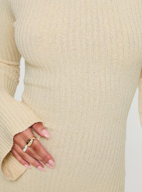 Osment Long Sleeve Knit Mini Dress Cream Product Image