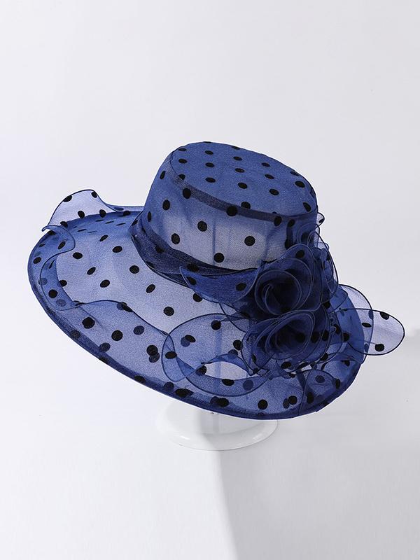 Flower Shape Gauze Polka Dot See-Through Split-Joint Sun Hat Product Image