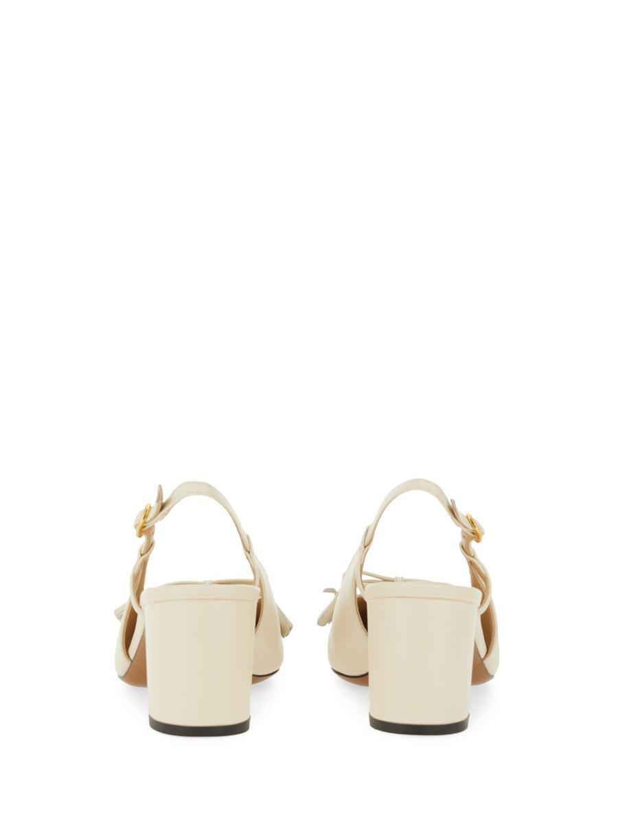 VALENTINO GARAVANI Leather Vlogo Signature Pumps With Slingback Strap In Neutral Product Image