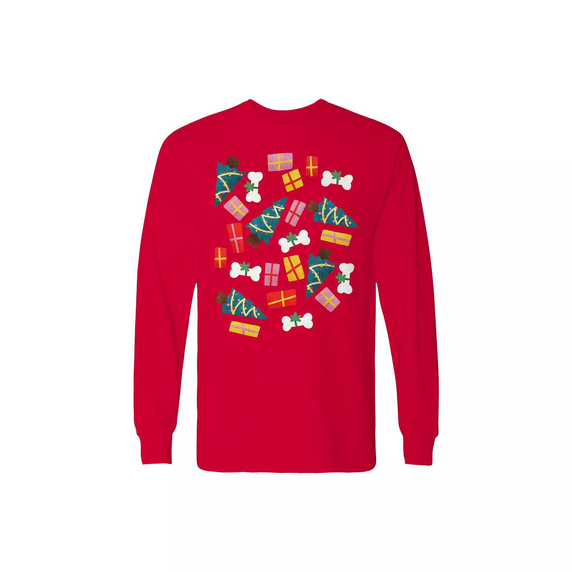 Men's Merry Christmas Coloured Long Sleeve Graphic Tee, Adult Unisex,  Product Image