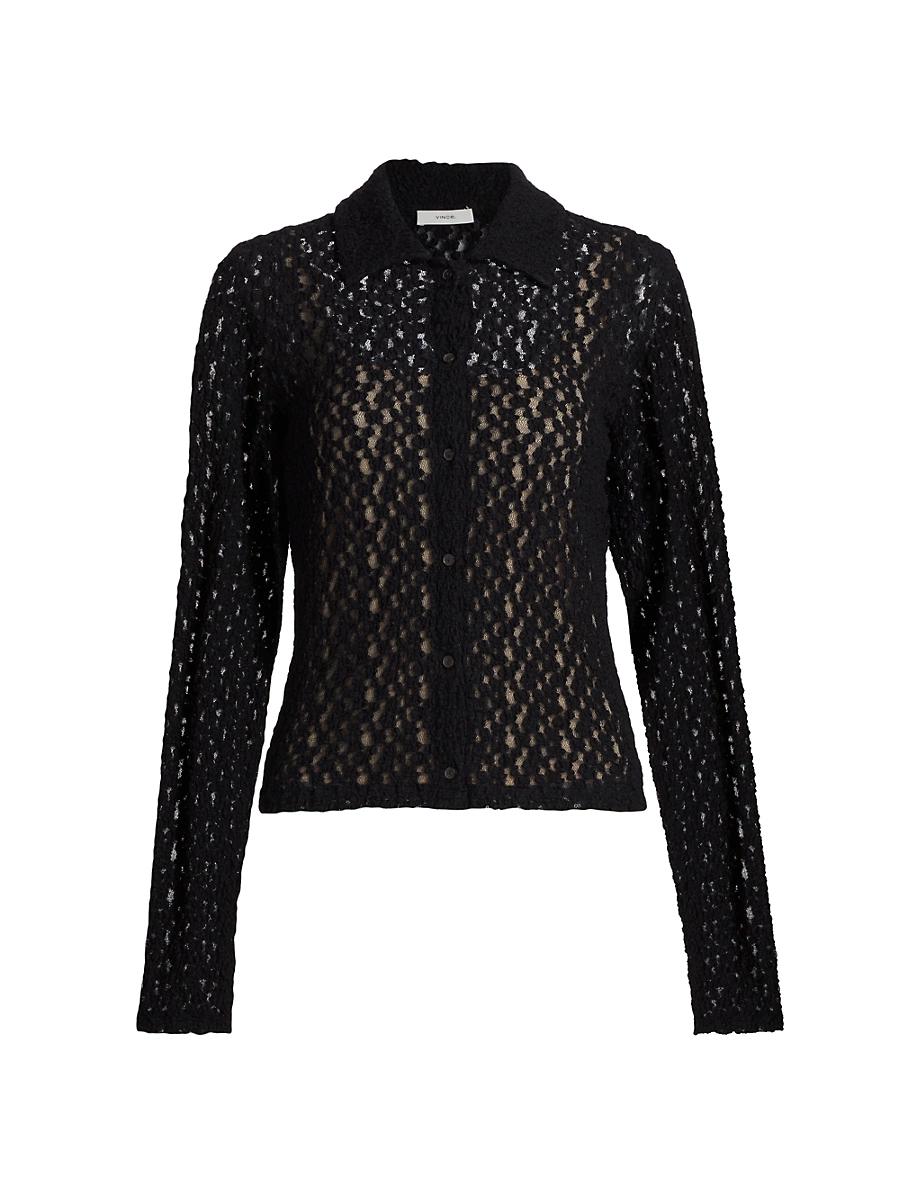 Womens Floral Smocked Button-Front Shirt Product Image