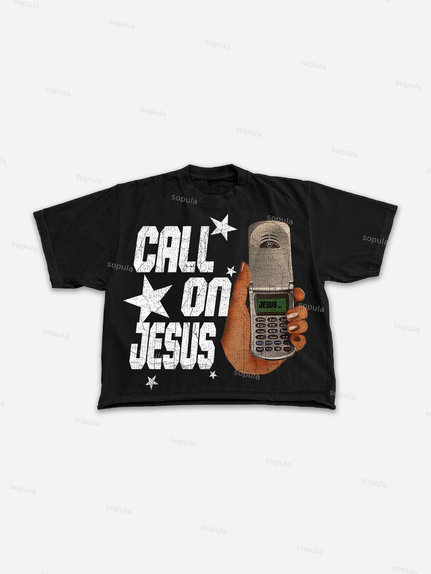 Call On Jesus Graphic Print Cropped T-shirt Product Image