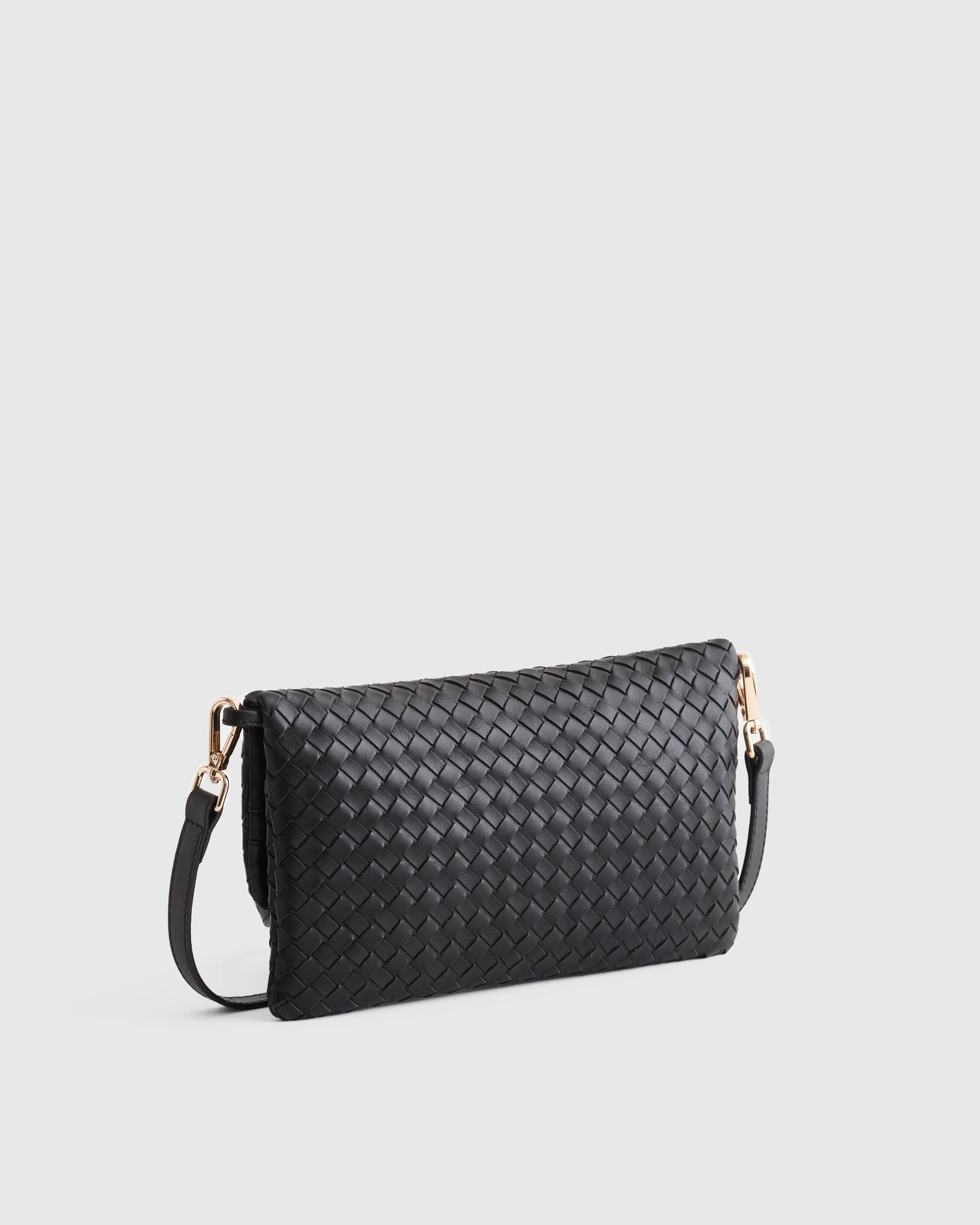 Quince | Women's Italian Leather Handwoven Convertible Clutch Product Image