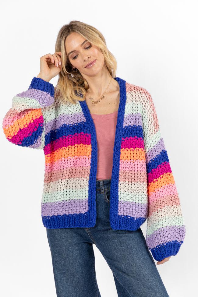 Forgot You Existed Navy Multi Striped Cardigan FINAL SALE Product Image