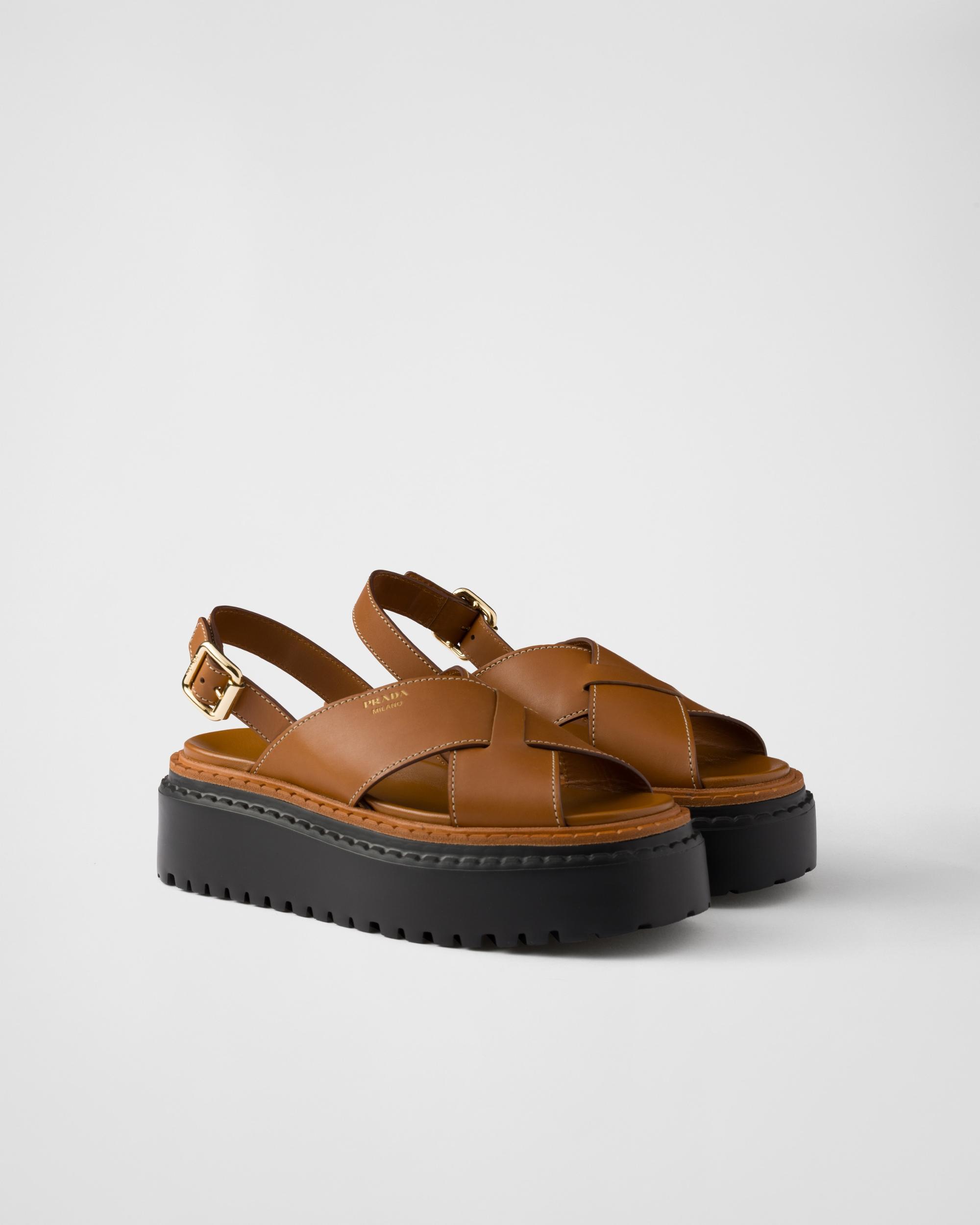 Leather crisscross sandals Product Image