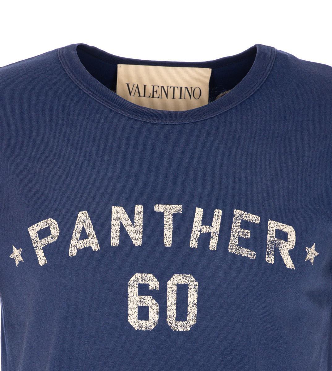 VALENTINO Garavani Navy Cotton T-shirt In Blue Product Image