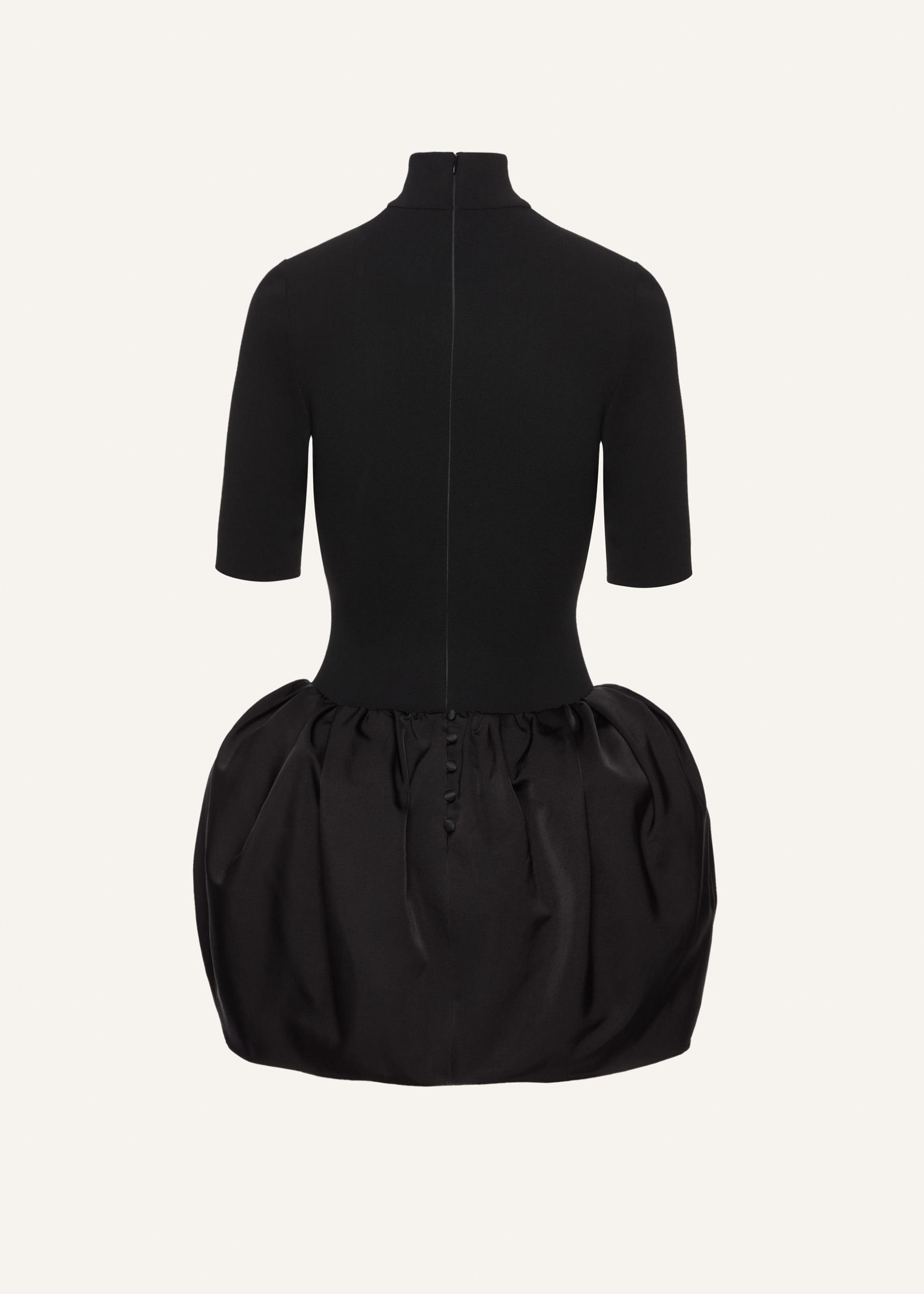 High-neck puff skirt mini dress in black Product Image