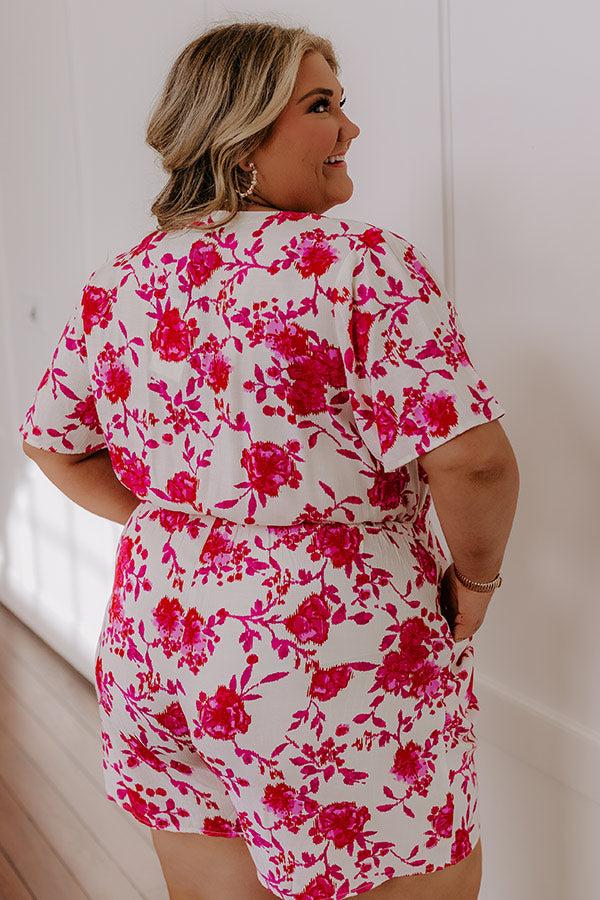 Life In Full Bloom Floral Romper in Hot Pink Curves Product Image