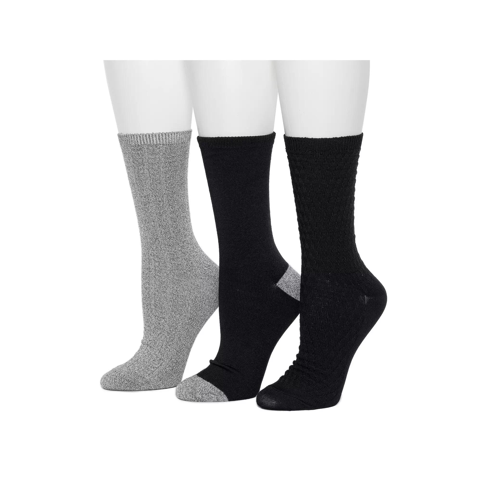 Womens Cuddl Duds Plushfill 3-Pack Midweight Falling Rain Texture Crew Socks Product Image
