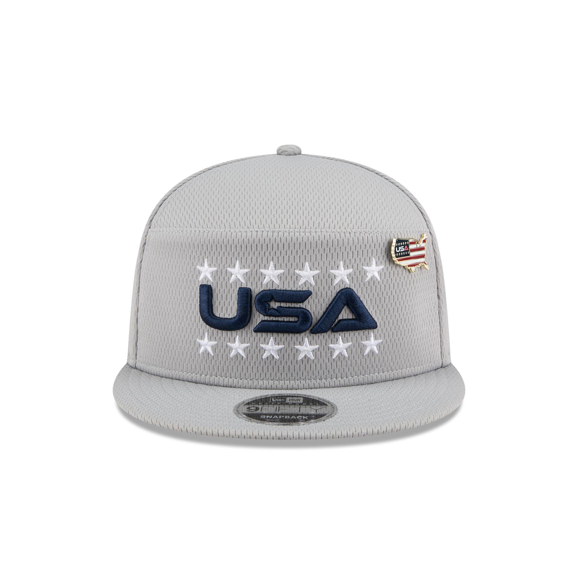 2025 Ryder Cup Team USA Gray Split Panel 9FIFTY Snapback Hat Male Product Image