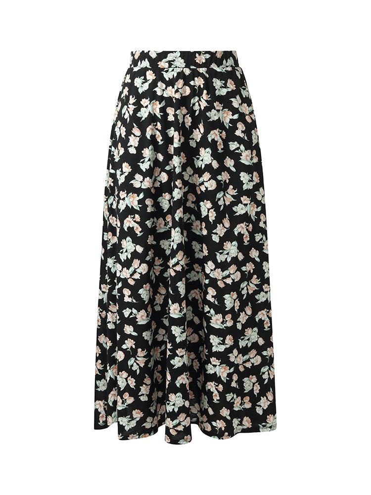 100% Cotton Floral Print Women Knit Skirt Product Image