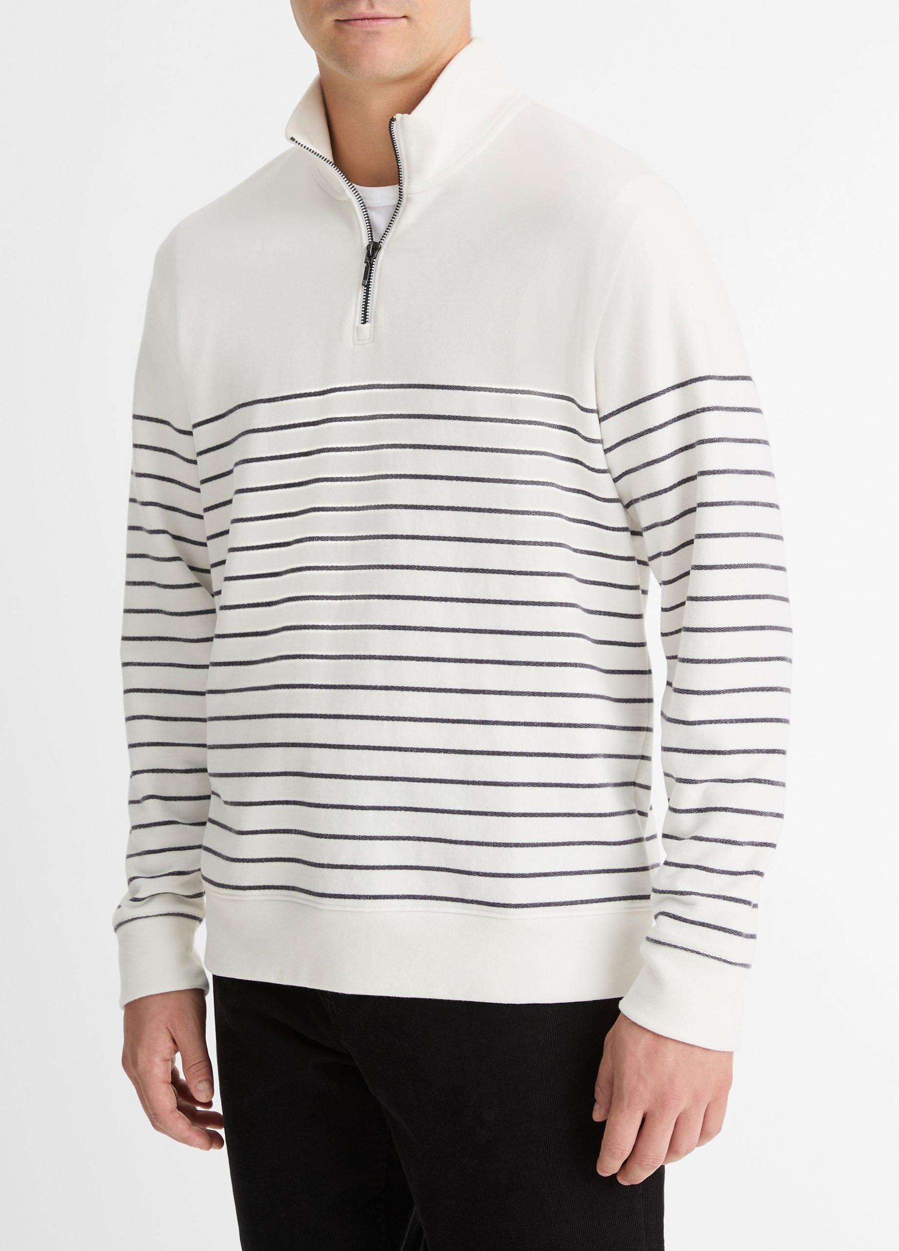 Striped Sueded Cotton Quarter-Zip Pullover Product Image