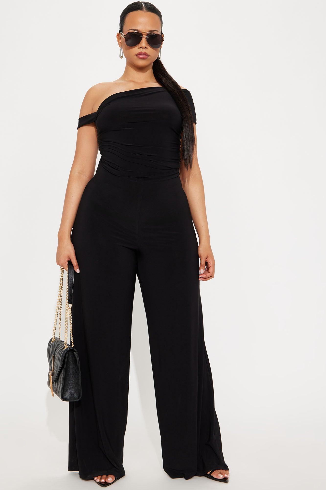 Lena Wide Leg Jumpsuit - Black Product Image