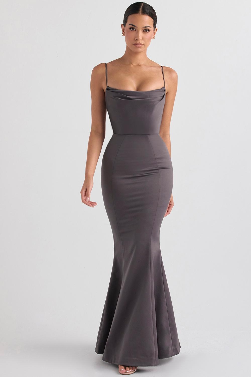 Violette  shadow satin fishtail gown Product Image