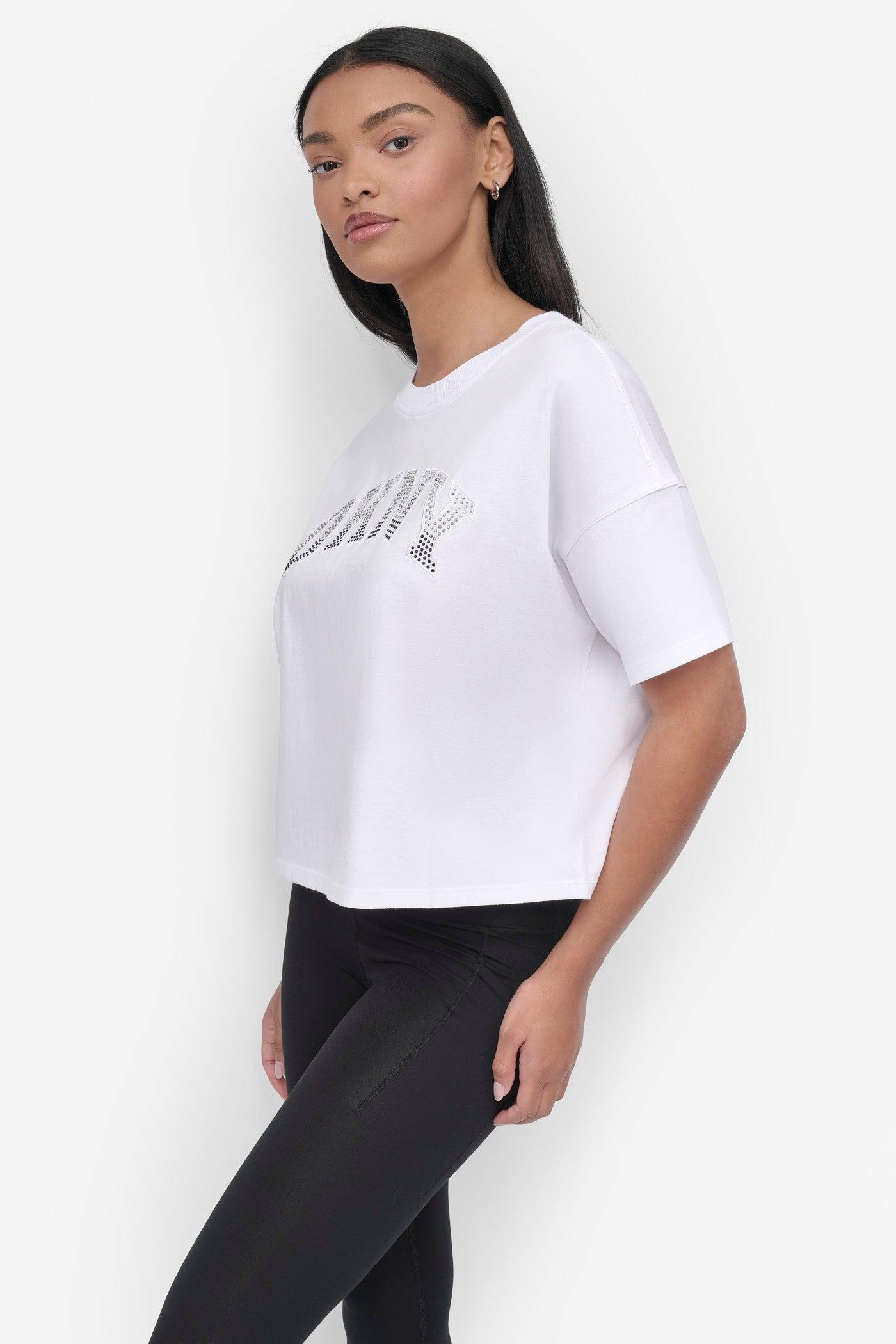 CROPPED OMBRÉ CRYSTAL LOGO TEE Product Image